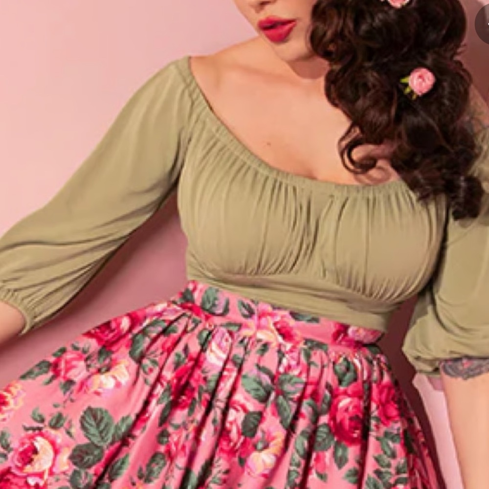 Vacation Blouse in Sage Green by Vixen Micheline Pitt Medium